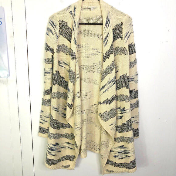 Lucky Brand Sweater Womens XS Soft Knit Waterfall Front Cardigan Neutral Wool - Picture 1 of 11